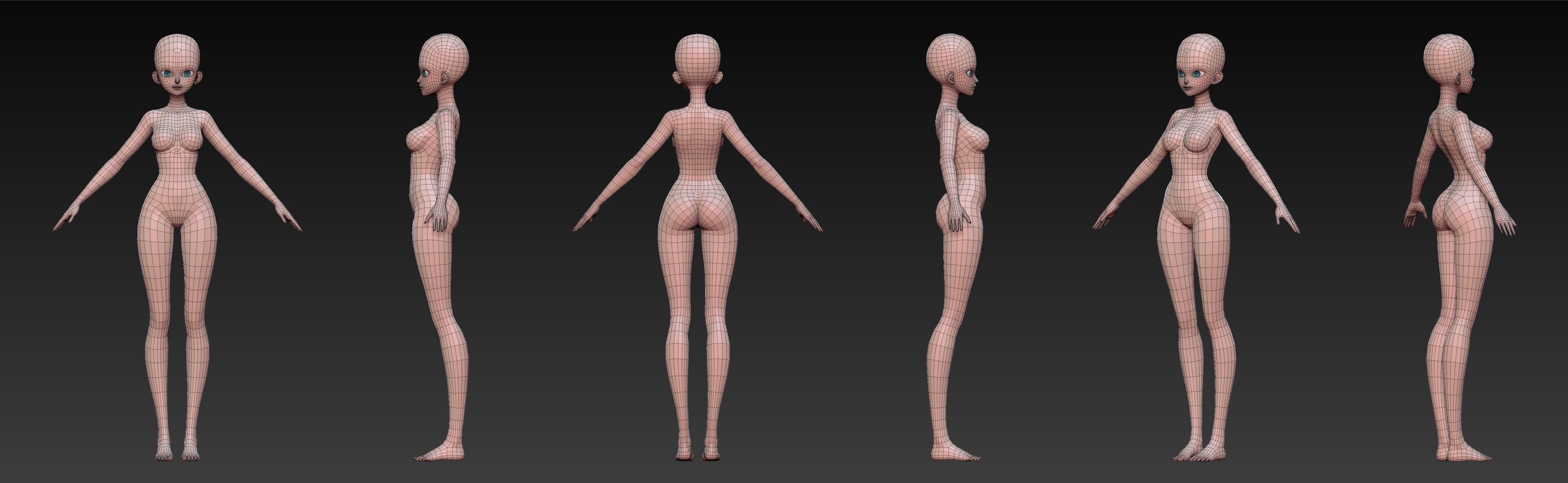 Anime Girl BaseMesh  3D model_4