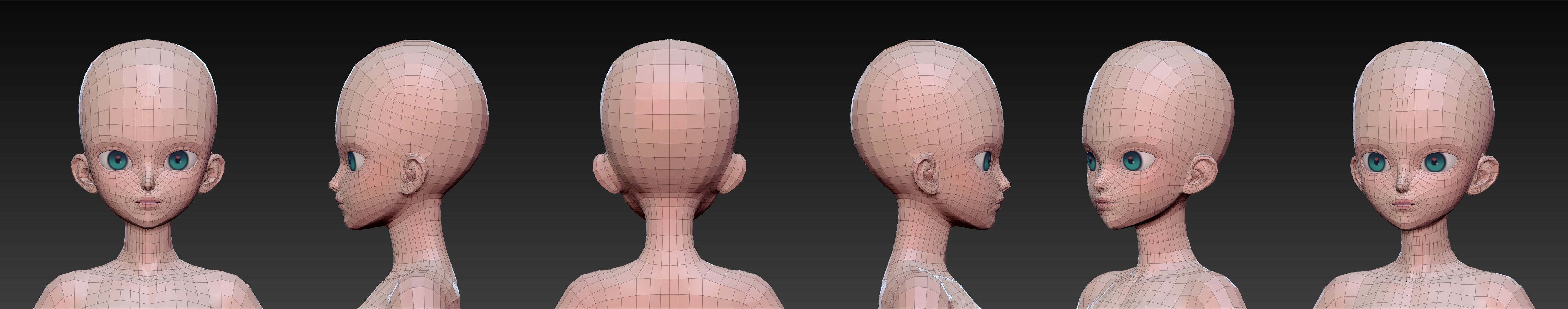 Anime Girl BaseMesh  3D model_7