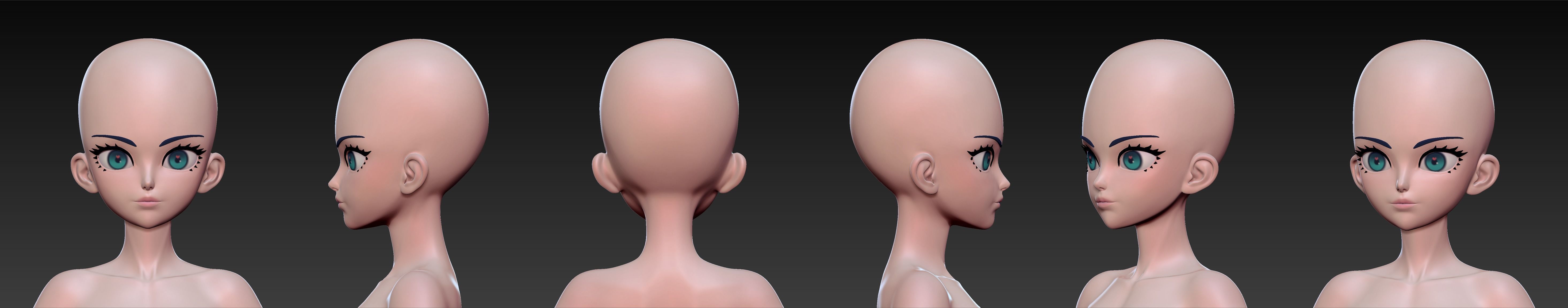 Anime Girl BaseMesh  3D model_6