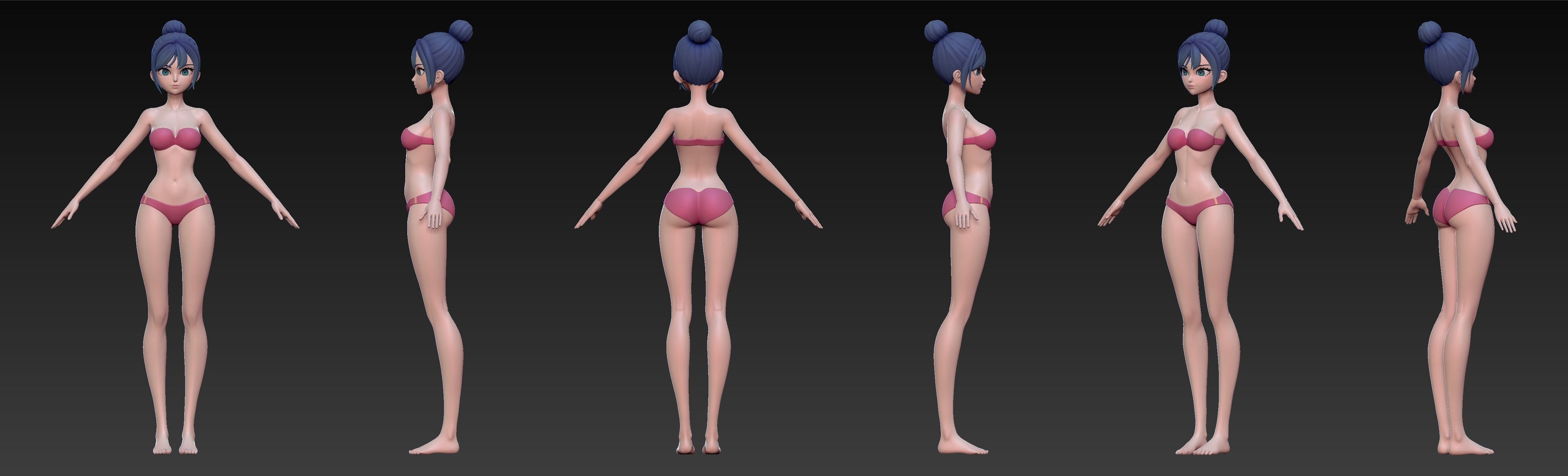 Anime Girl BaseMesh  3D model_2