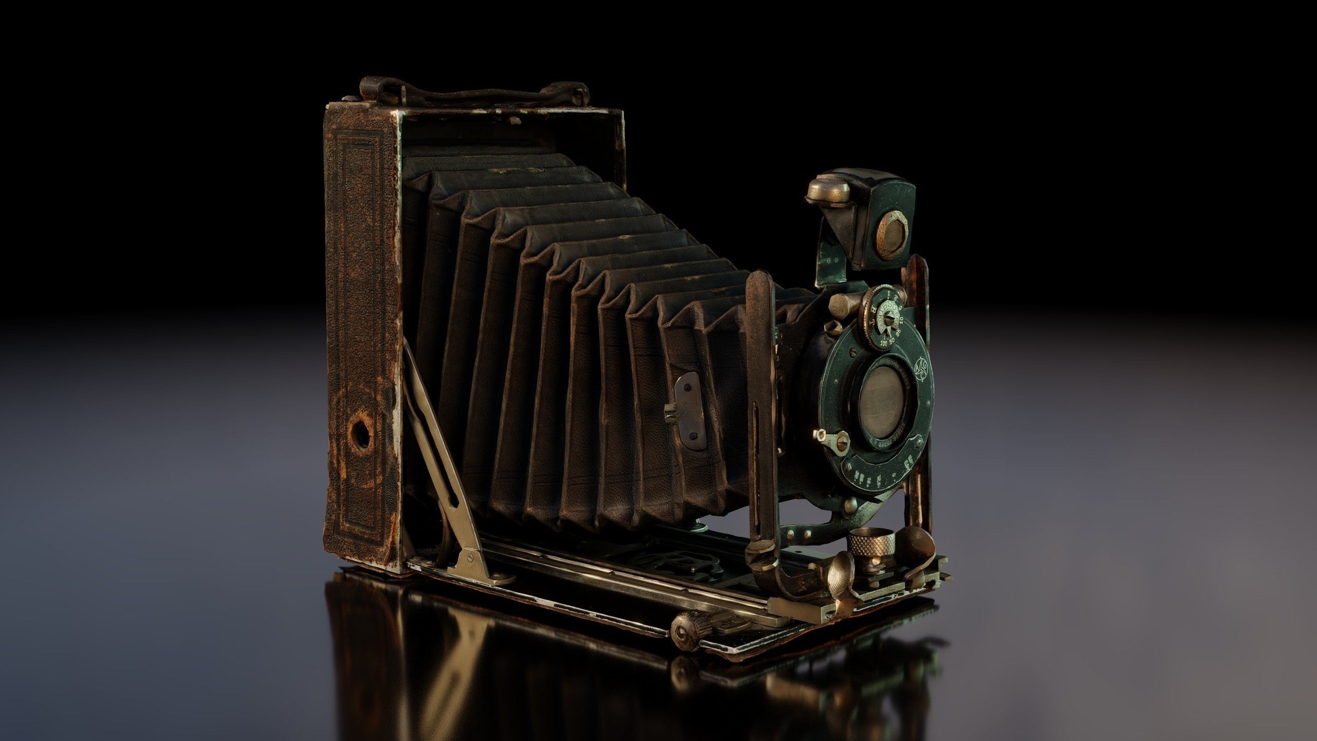 Old Camera CP Goerz Tenax Tenastigmat lens Low-poly 3D model_2