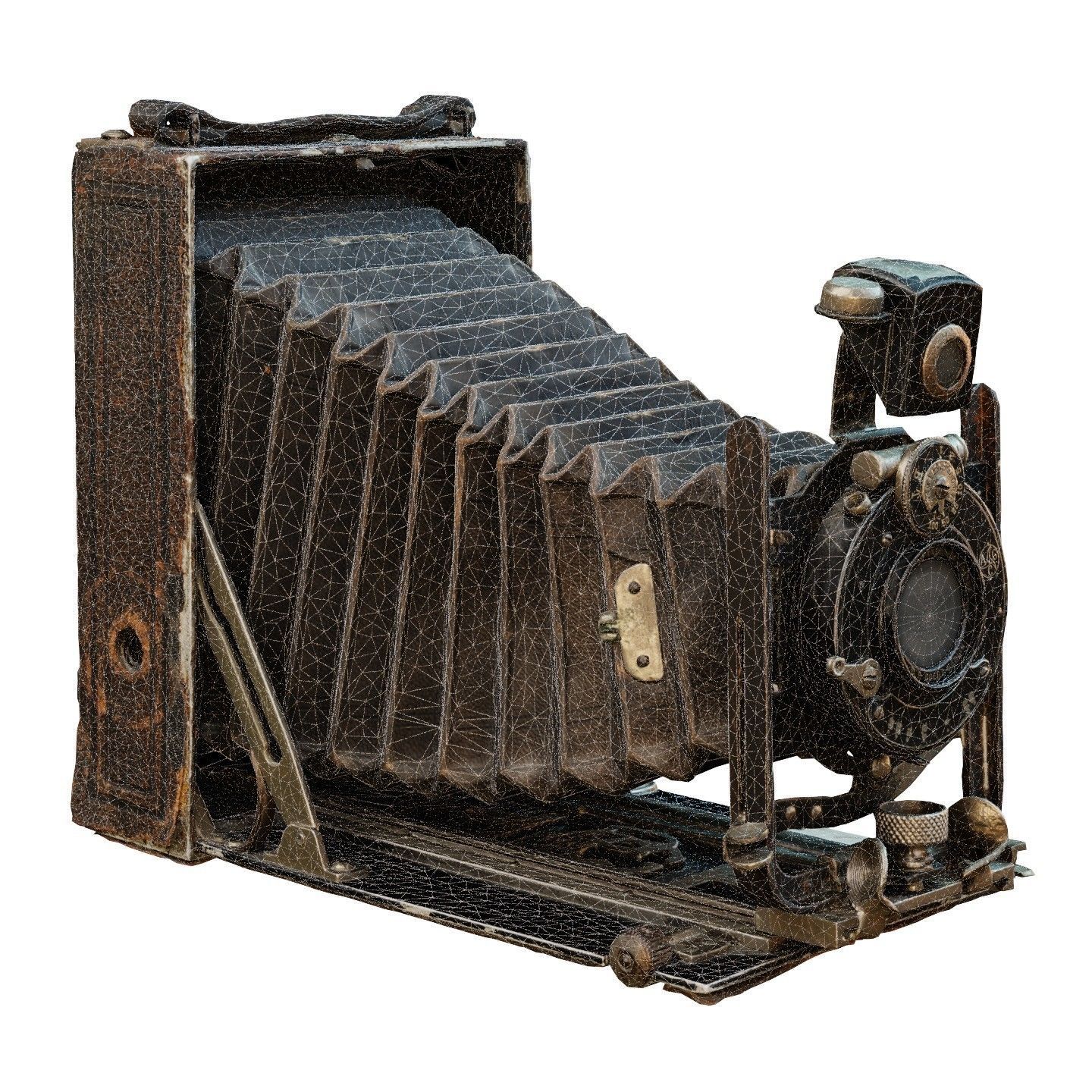 Old Camera CP Goerz Tenax Tenastigmat lens Low-poly 3D model_7