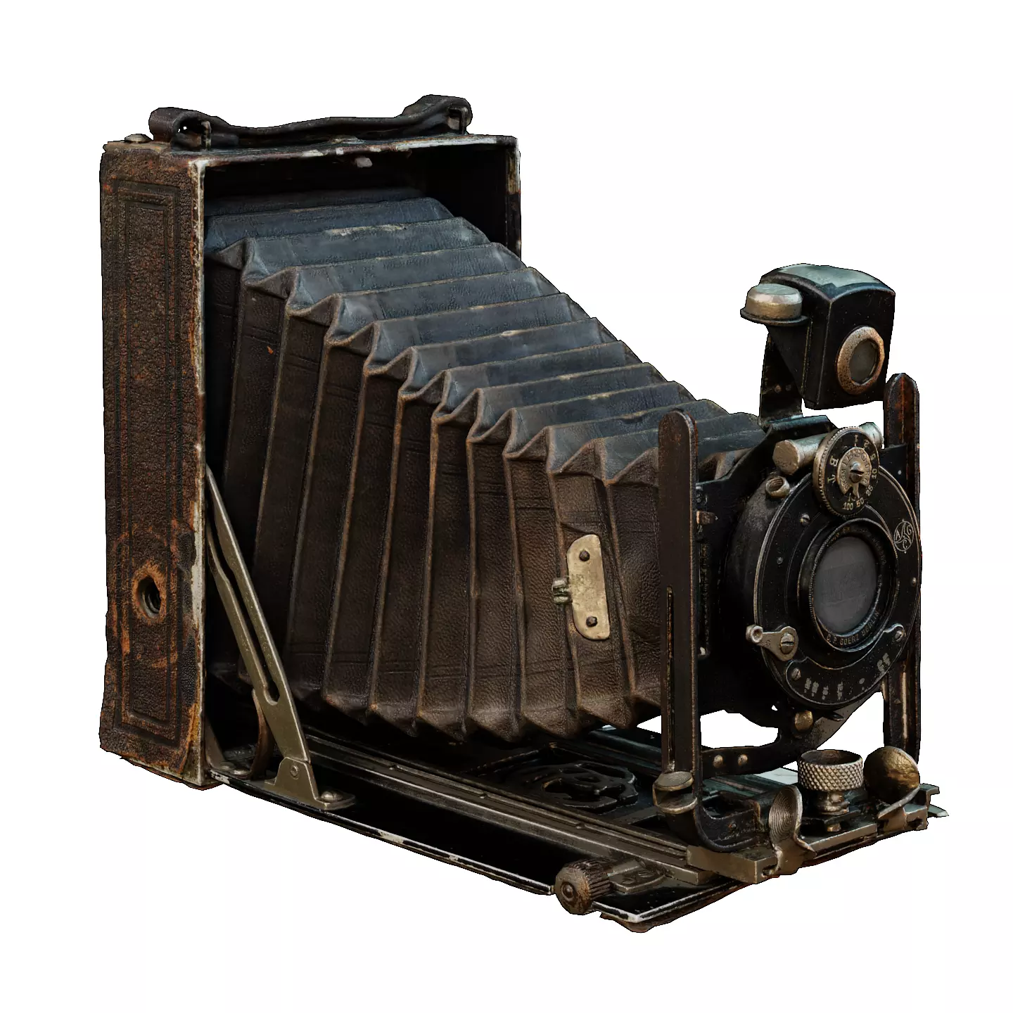 Old Camera CP Goerz Tenax Tenastigmat lens Low-poly 3D model_0