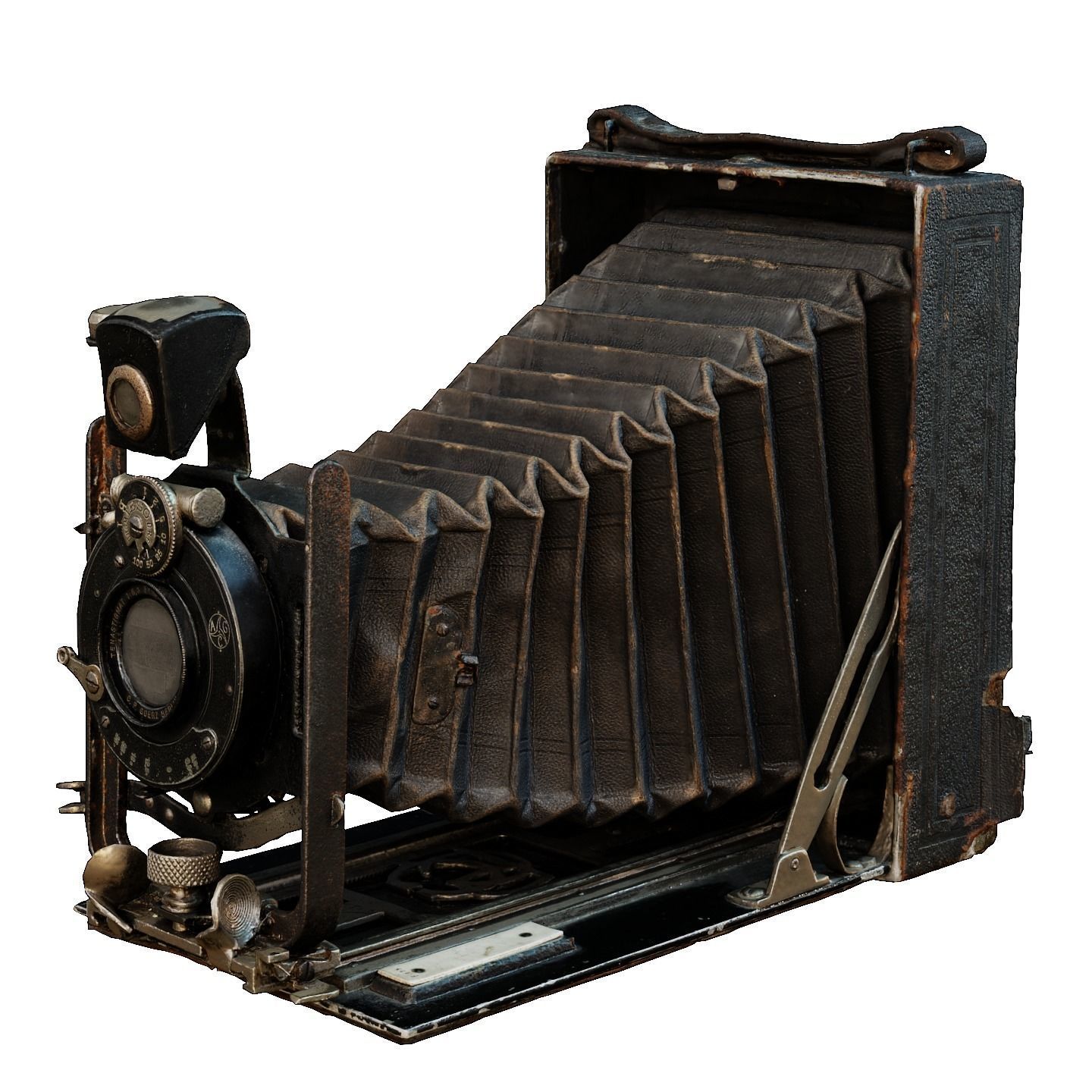 Old Camera CP Goerz Tenax Tenastigmat lens Low-poly 3D model_1