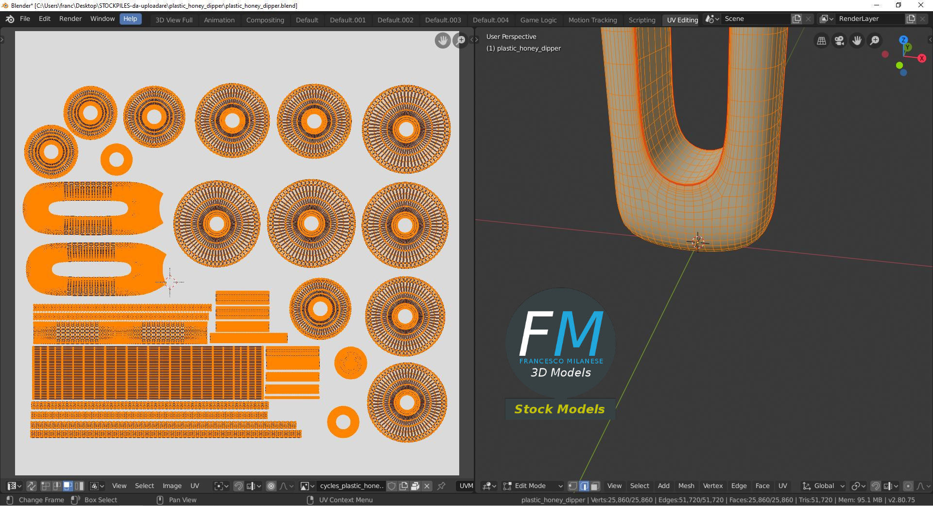 Plastic honey dipper 3D model_10