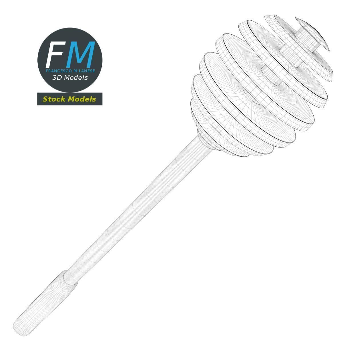 Plastic honey dipper 3D model_8