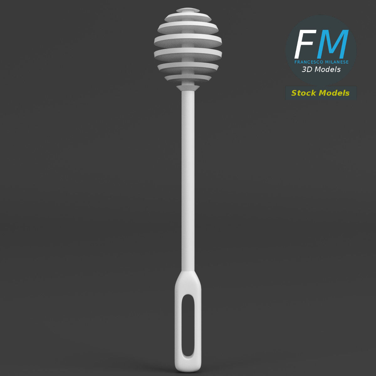 Plastic honey dipper 3D model_3