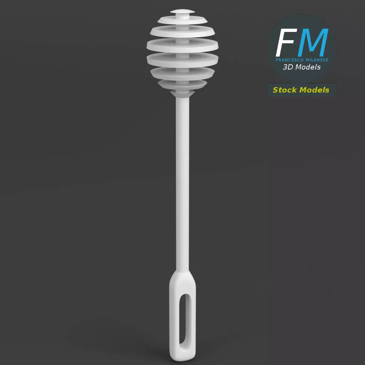 Plastic honey dipper 3D model_0