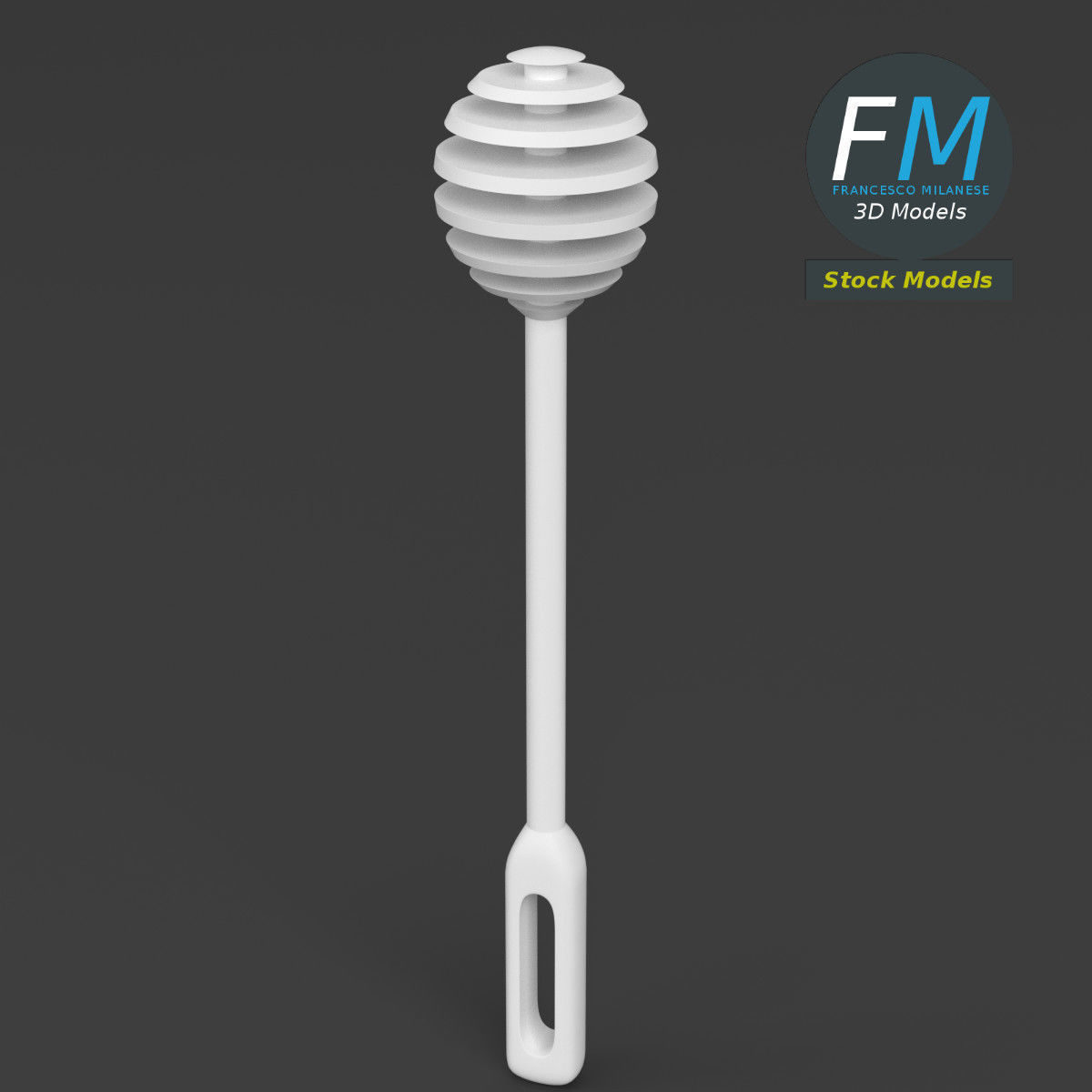 Plastic honey dipper 3D model_2