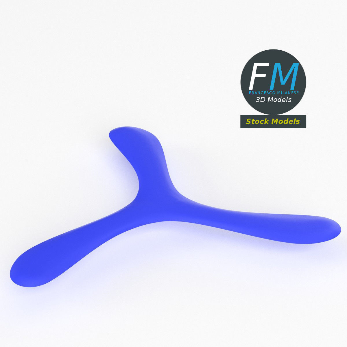 Tri-blades boomerang 3D model_2