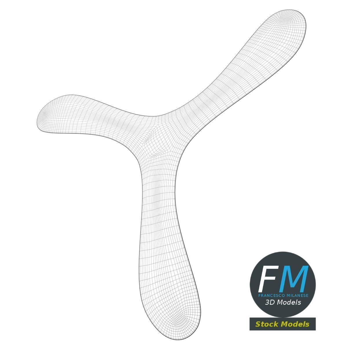 Tri-blades boomerang 3D model_7