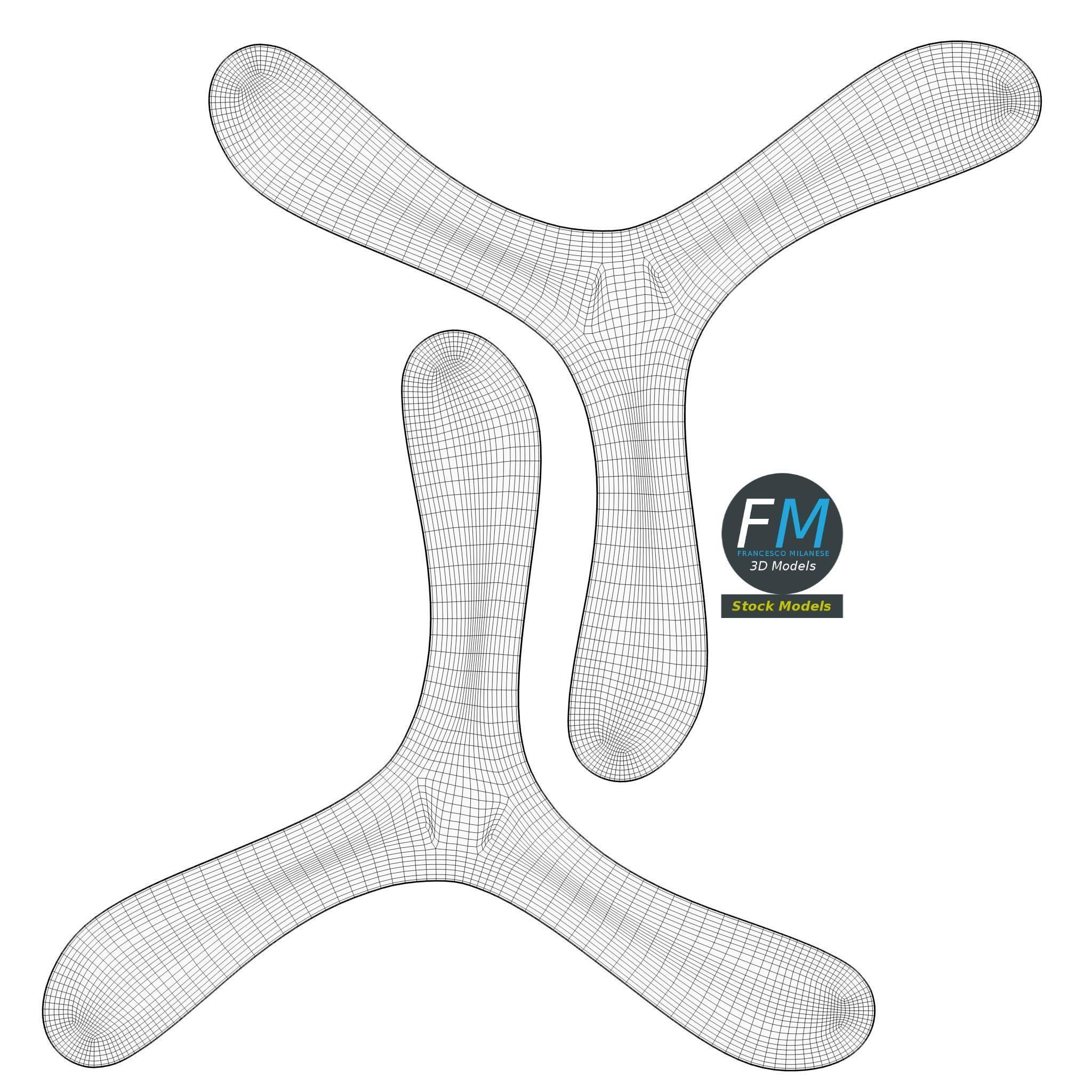 Tri-blades boomerang 3D model_11