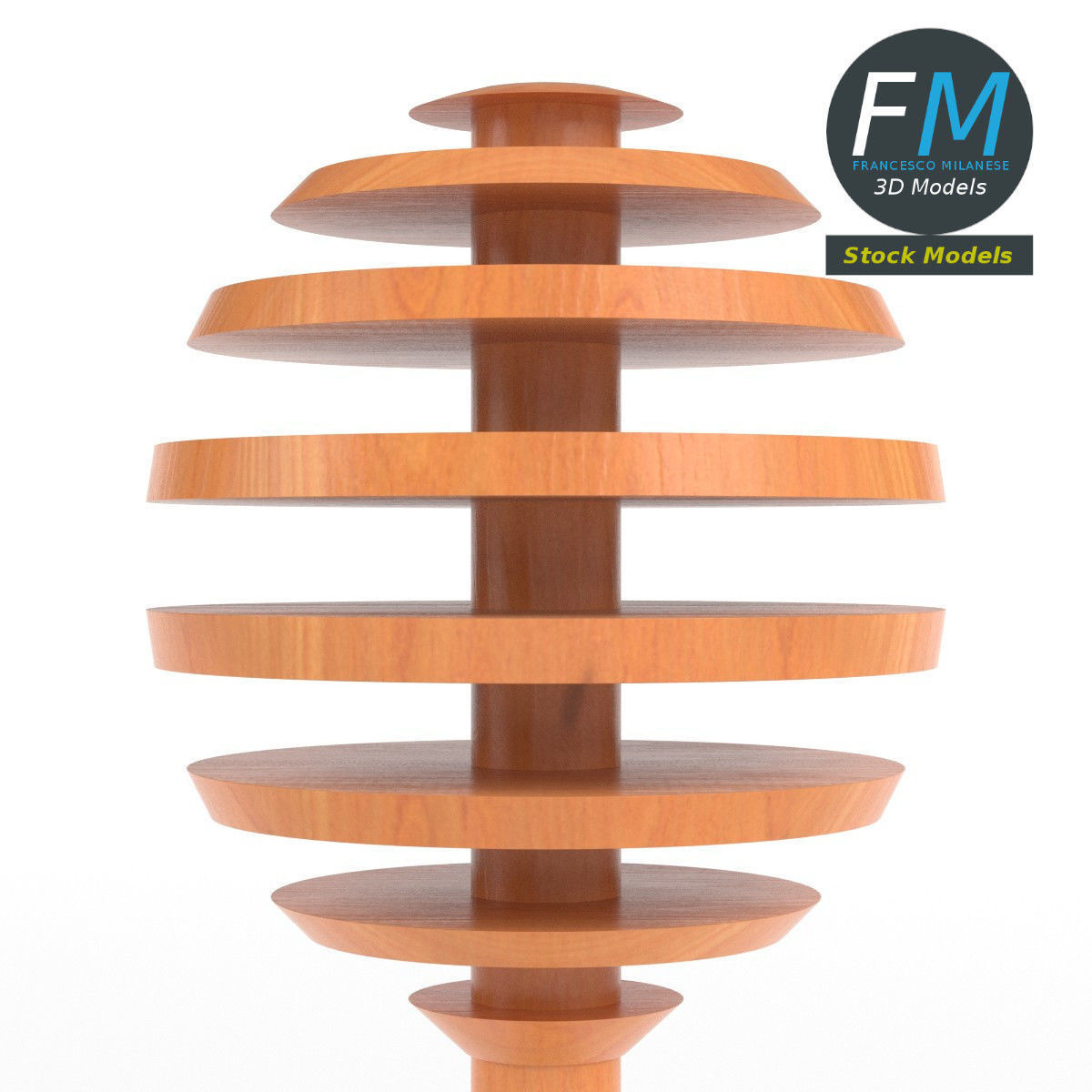 Wooden honey dipper 3D model_4