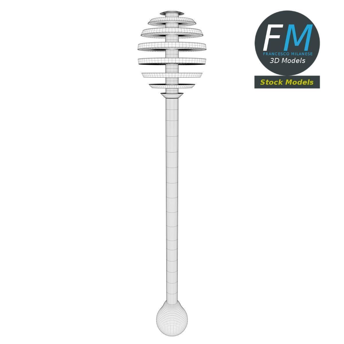 Wooden honey dipper 3D model_7