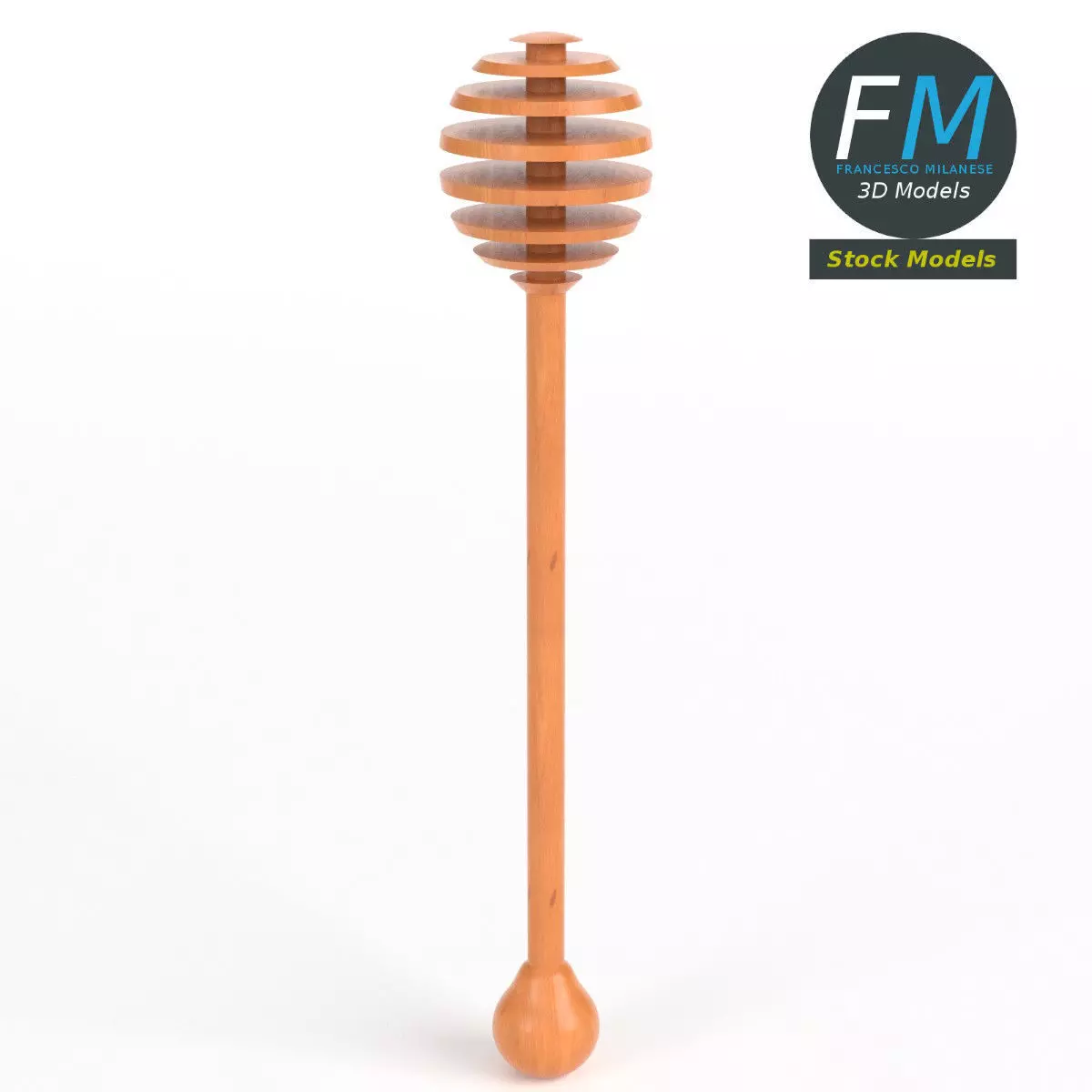 Wooden honey dipper 3D model_0