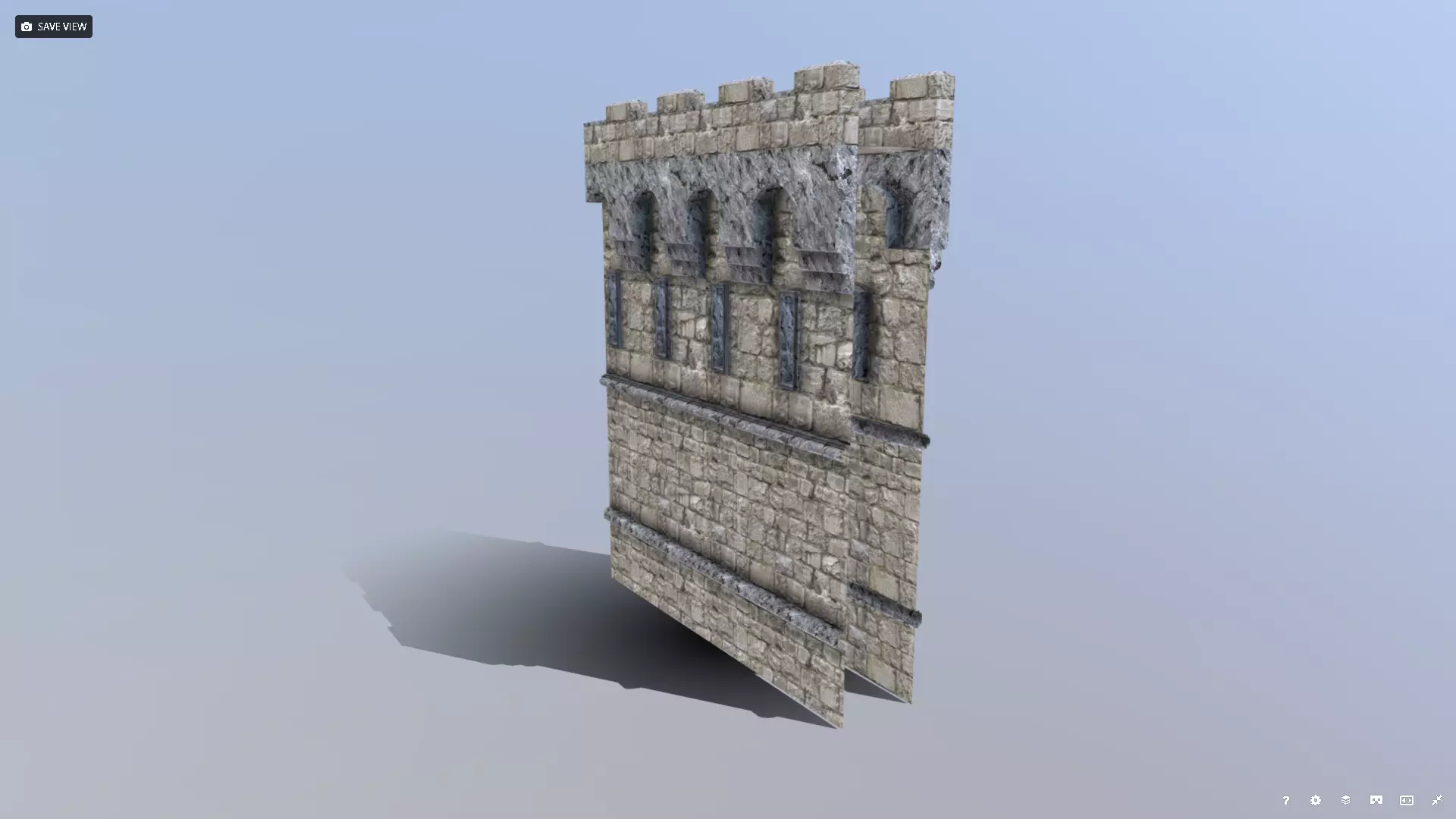 Medieval French Castle Wall Low-poly 3D model