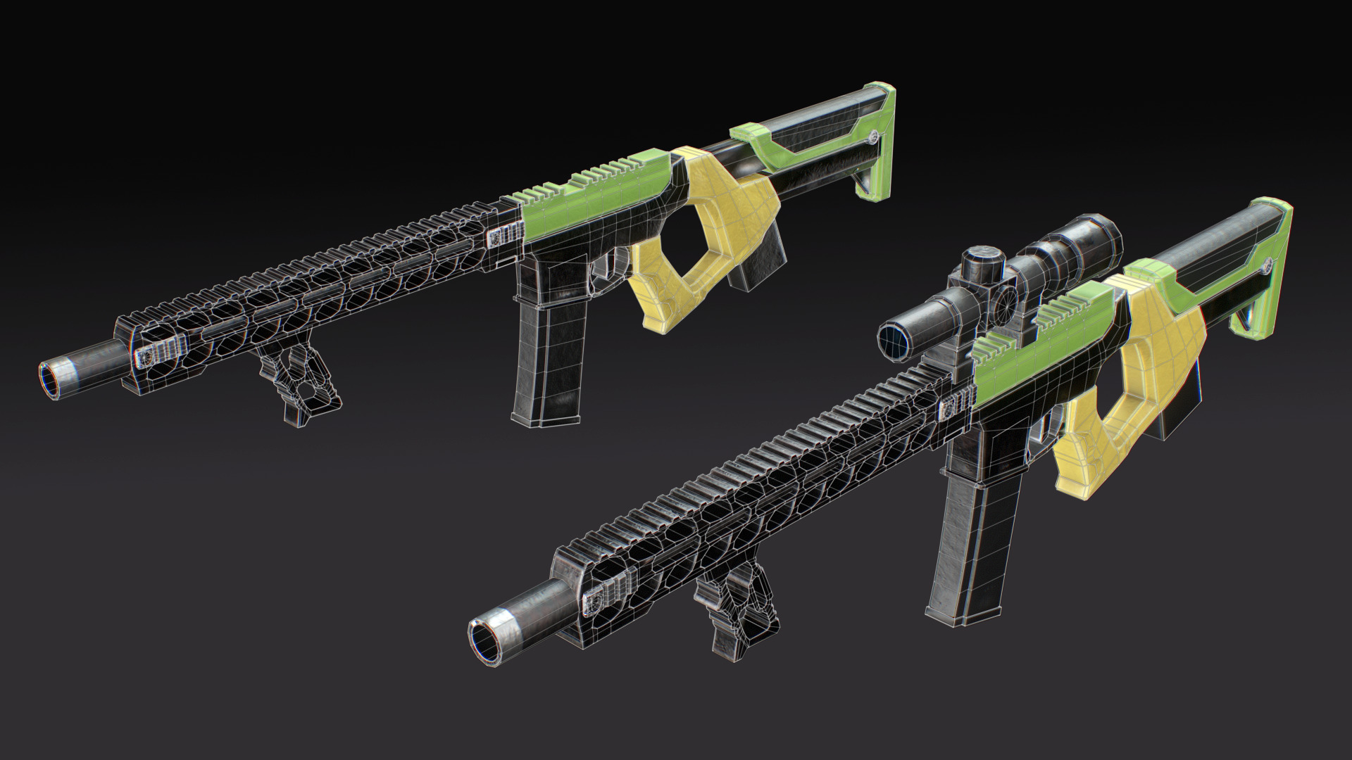 Lowpoly Machine Gun Game-Ready Weapon  Low-poly 3D model_2