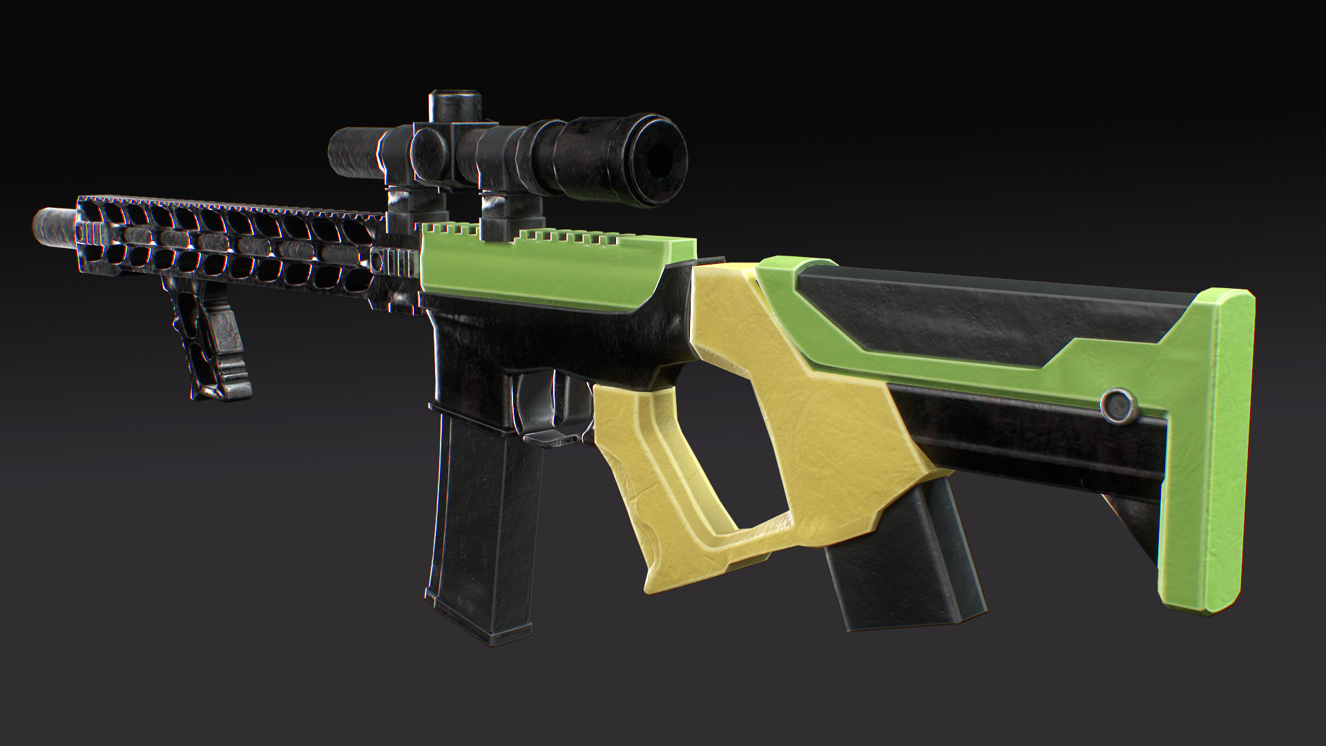 Lowpoly Machine Gun Game-Ready Weapon  Low-poly 3D model_5