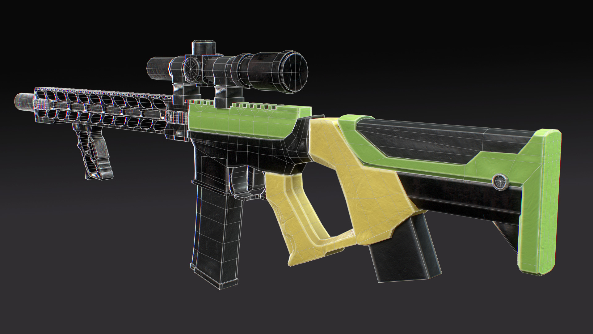 Lowpoly Machine Gun Game-Ready Weapon  Low-poly 3D model_6