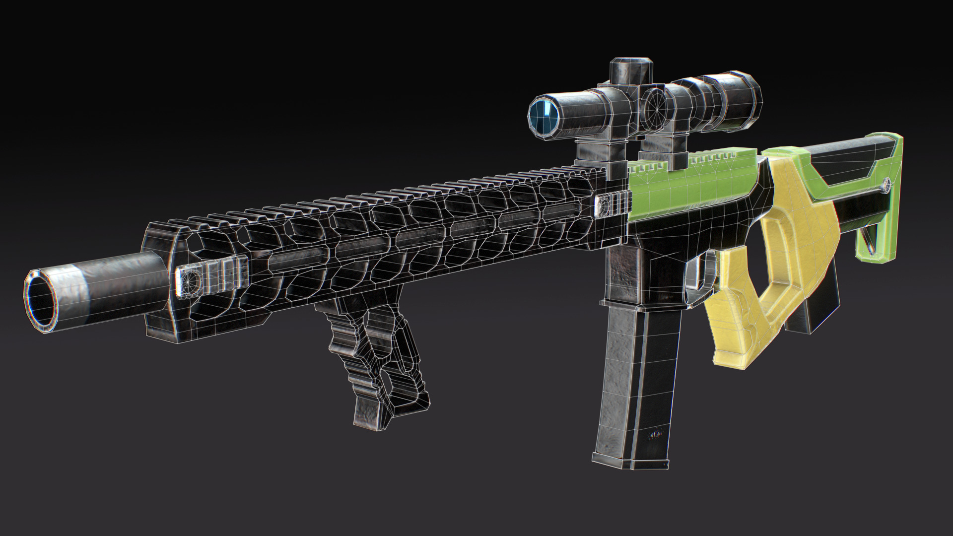 Lowpoly Machine Gun Game-Ready Weapon  Low-poly 3D model_4