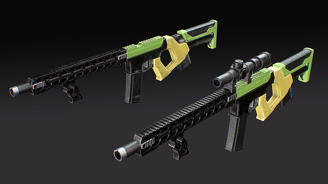 Lowpoly Machine Gun Game-Ready Weapon  Low-poly 3D model