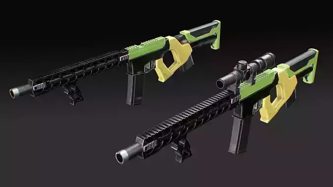Lowpoly Machine Gun Game-Ready Weapon  Low-poly 3D model