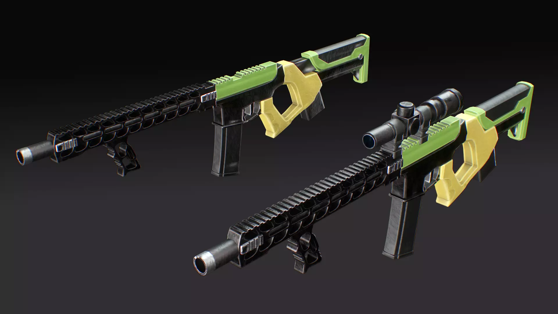 Lowpoly Machine Gun Game-Ready Weapon  Low-poly 3D model_0