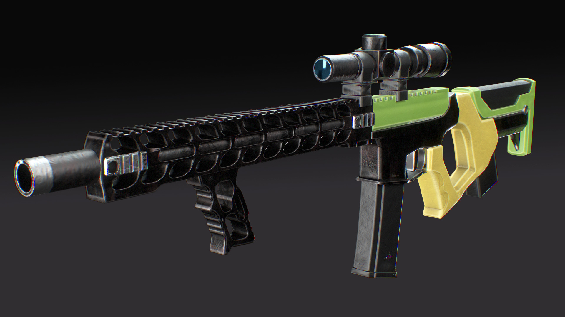 Lowpoly Machine Gun Game-Ready Weapon  Low-poly 3D model_3