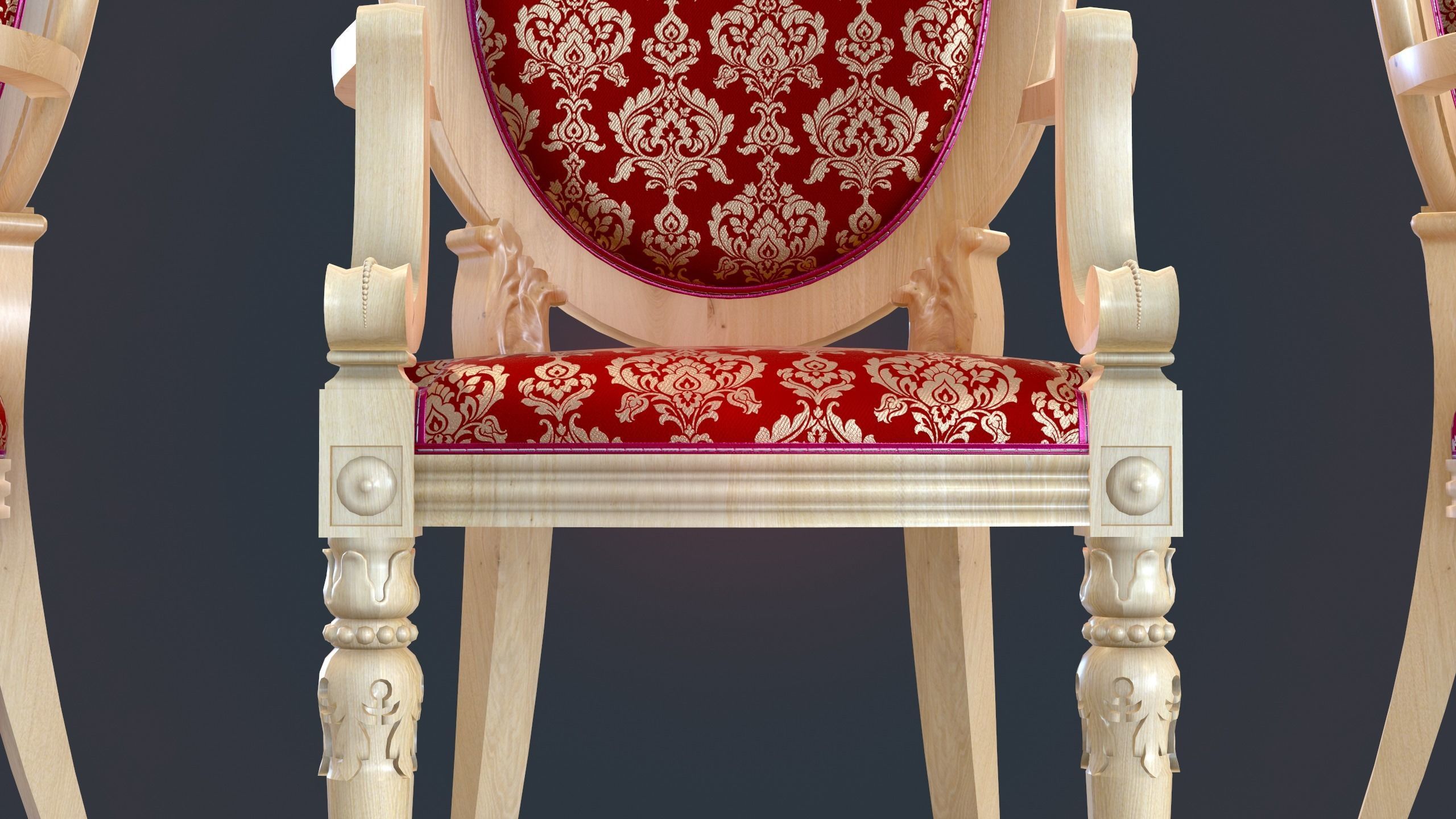 Classic Chair Low-poly 3D model_6