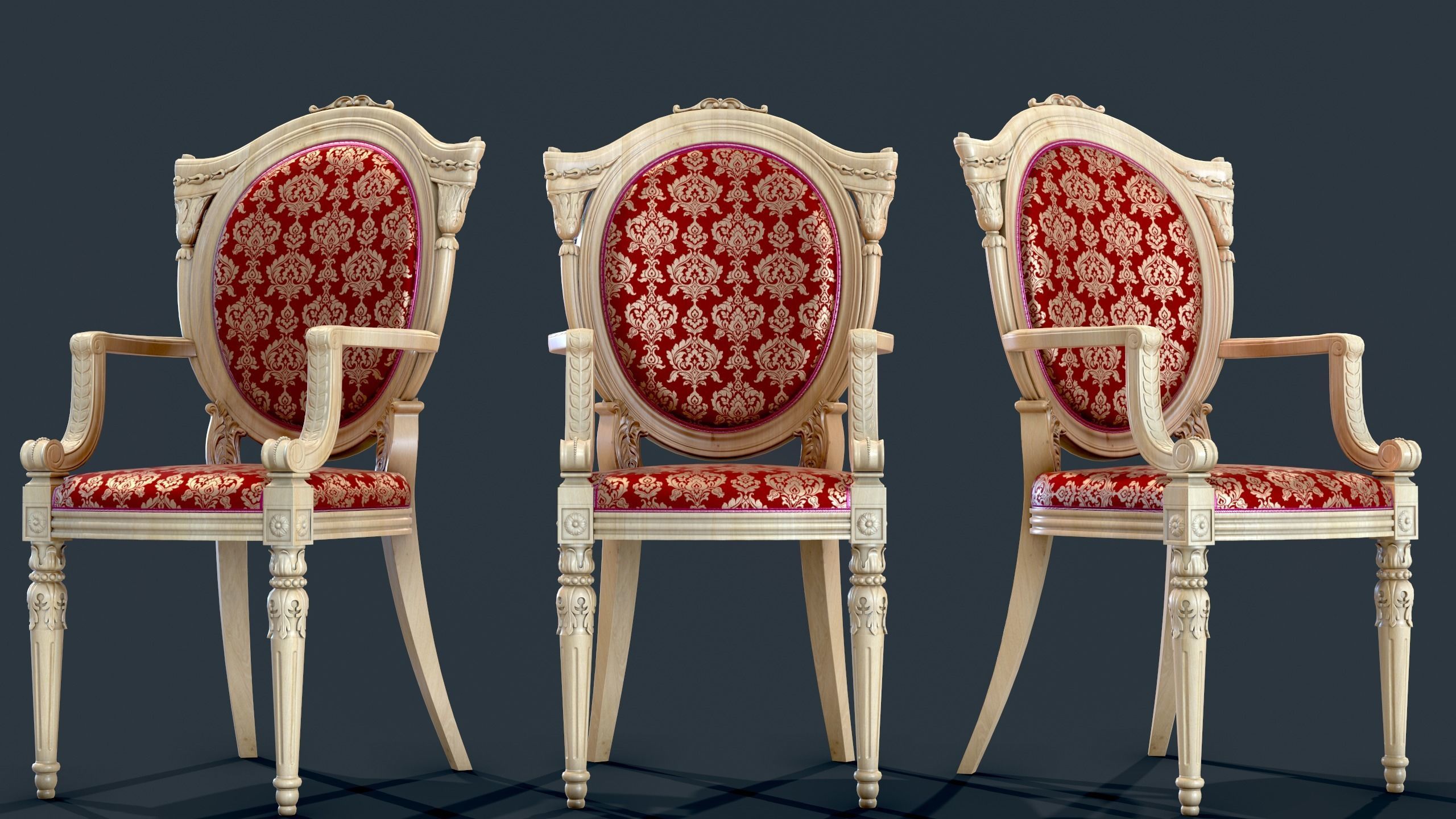 Classic Chair Low-poly 3D model_1