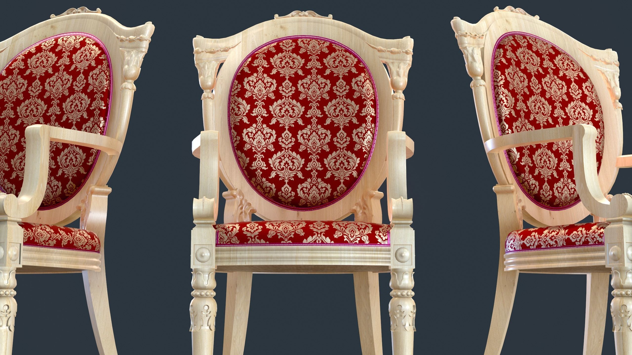 Classic Chair Low-poly 3D model_5