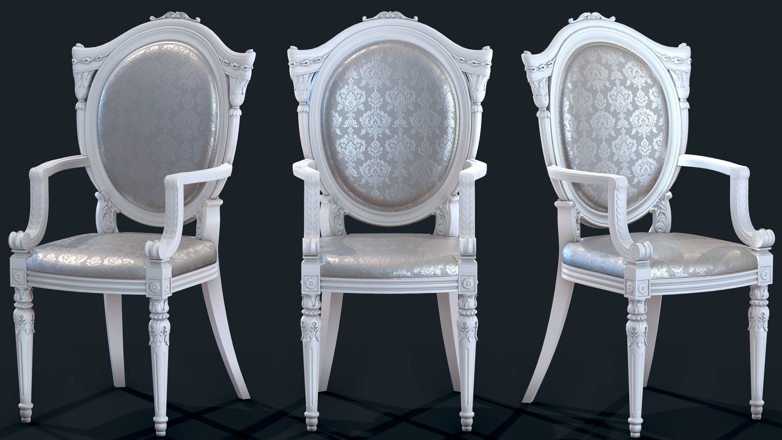 Classic Chair Low-poly 3D model_17