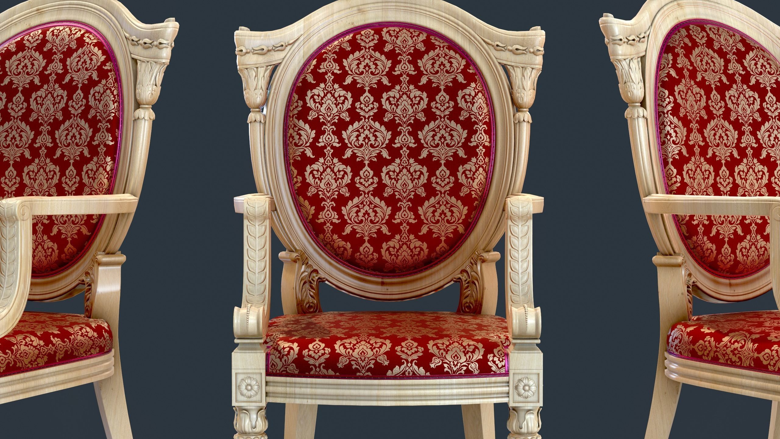 Classic Chair Low-poly 3D model_3