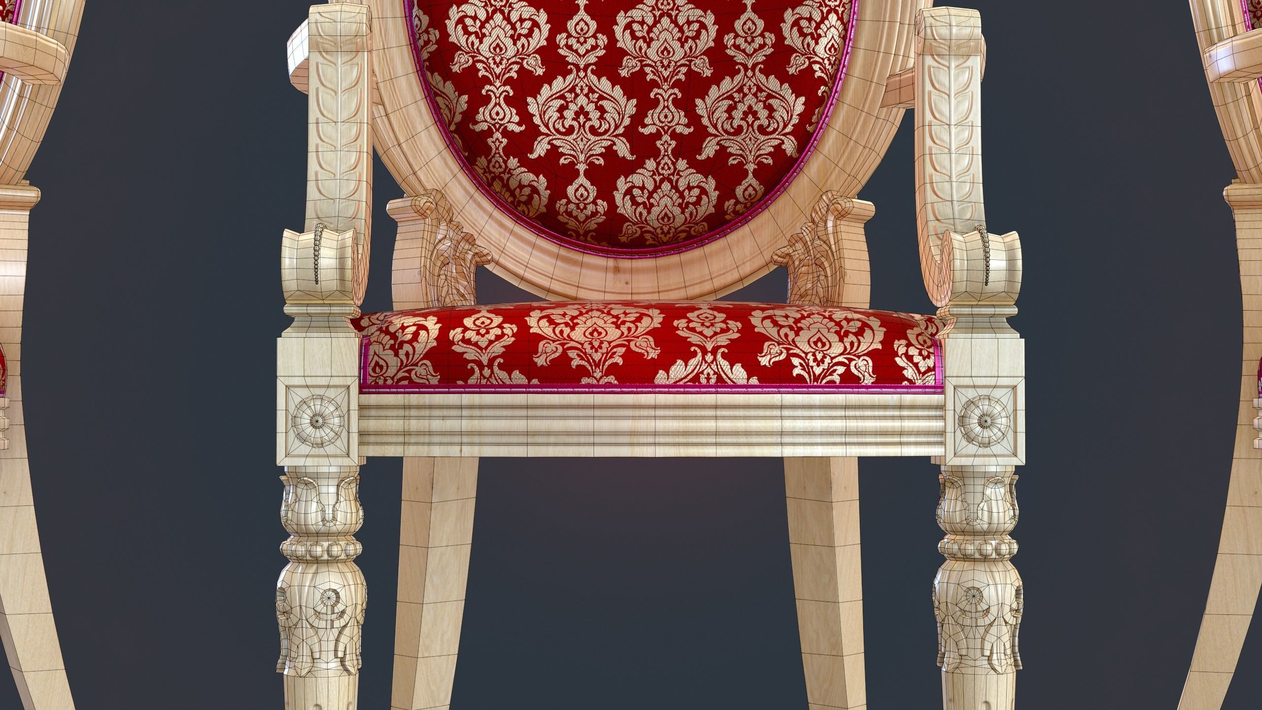 Classic Chair Low-poly 3D model_8