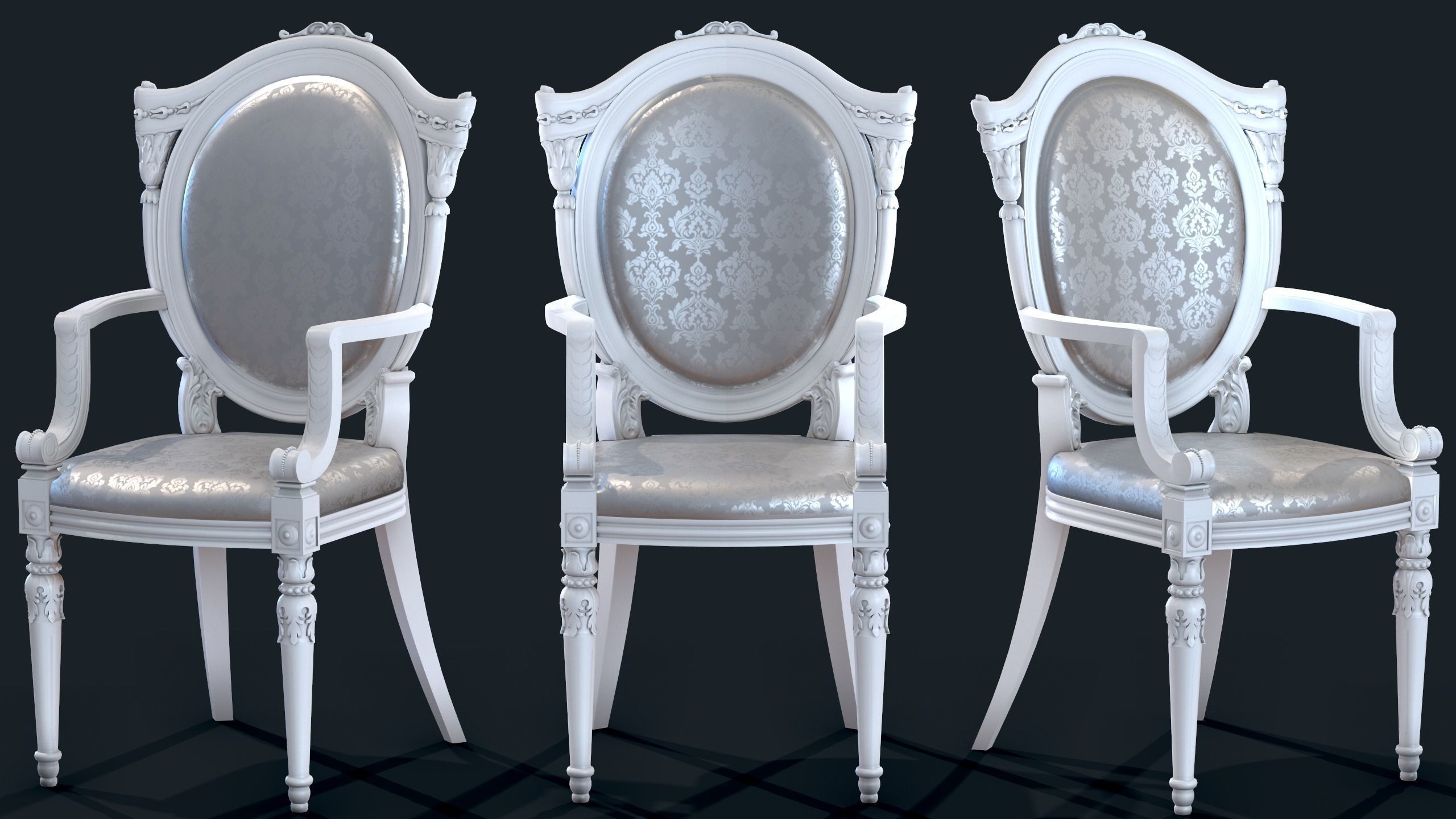 Classic Chair Low-poly 3D model_19