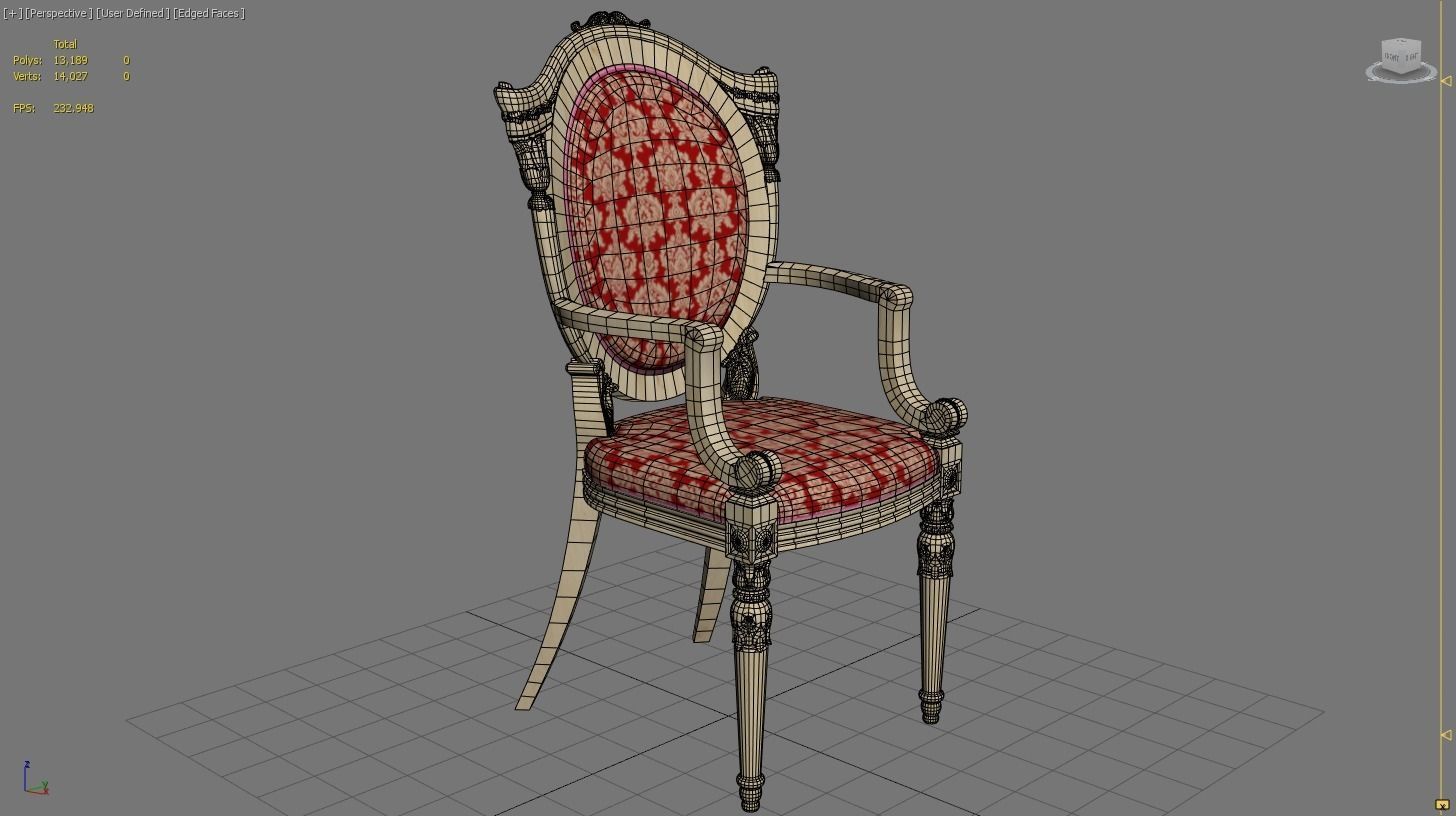 Classic Chair Low-poly 3D model_20