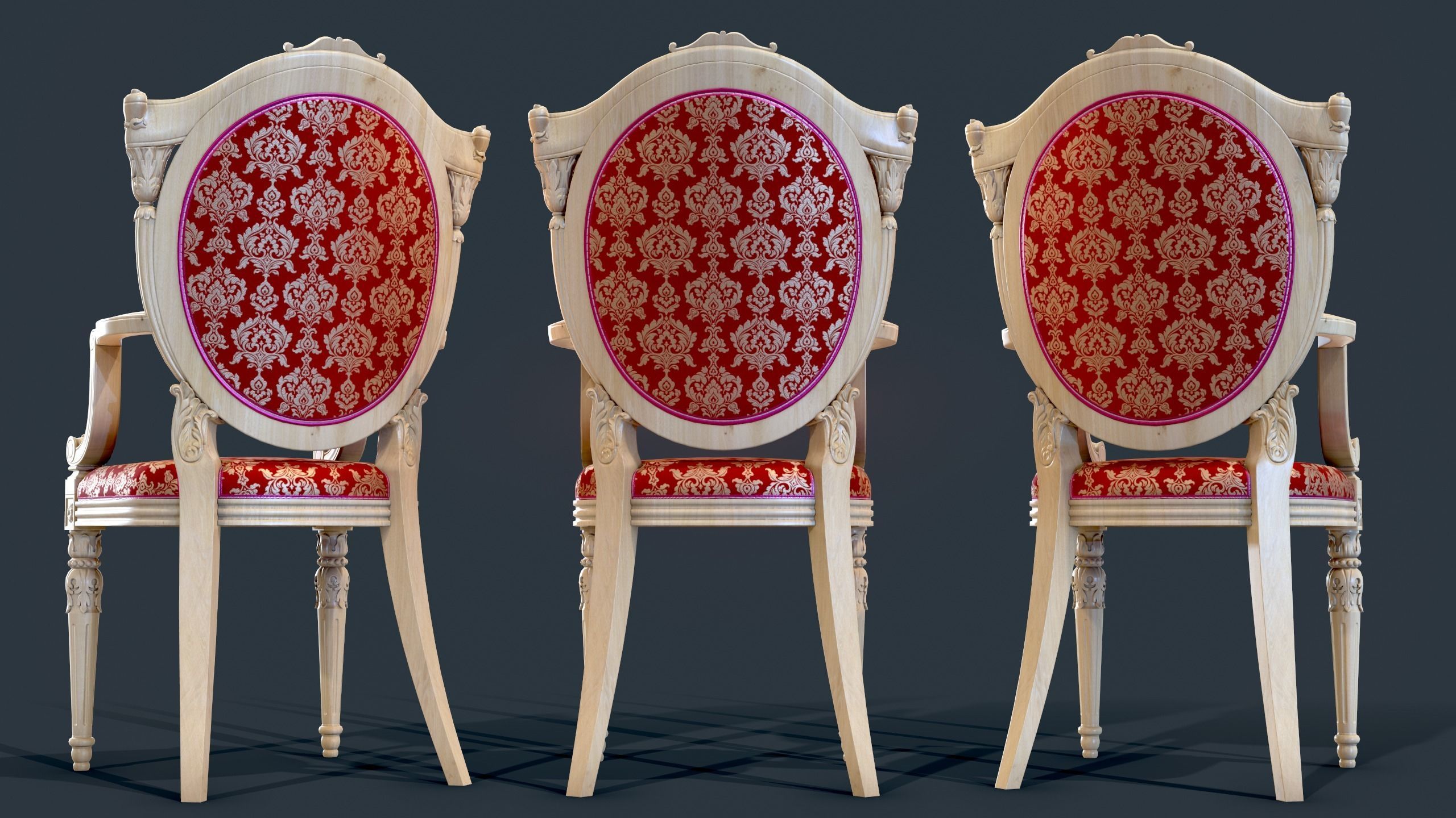 Classic Chair Low-poly 3D model_2