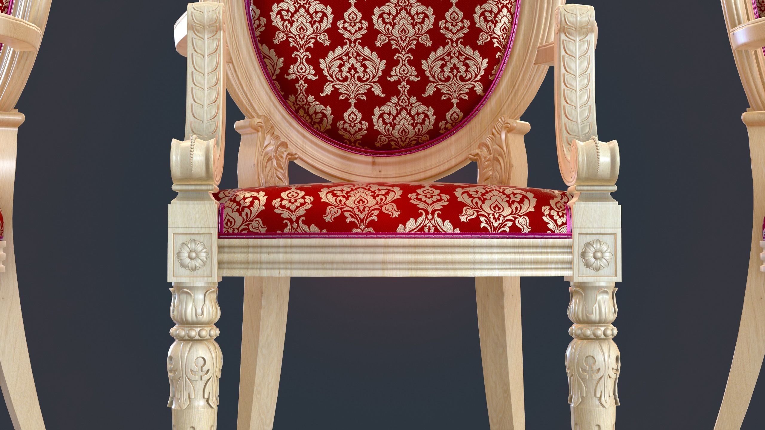 Classic Chair Low-poly 3D model_7