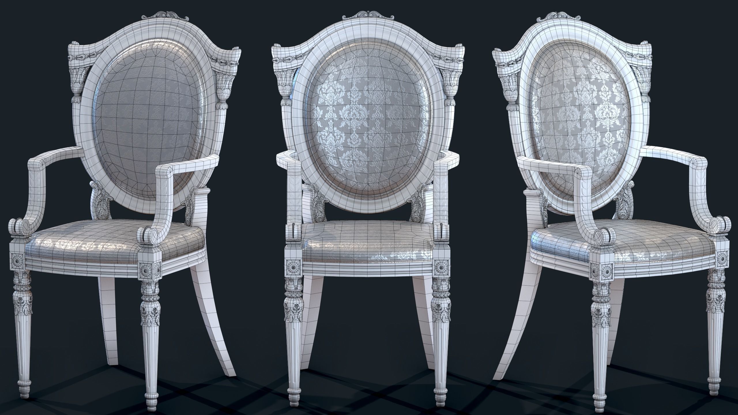 Classic Chair Low-poly 3D model_18