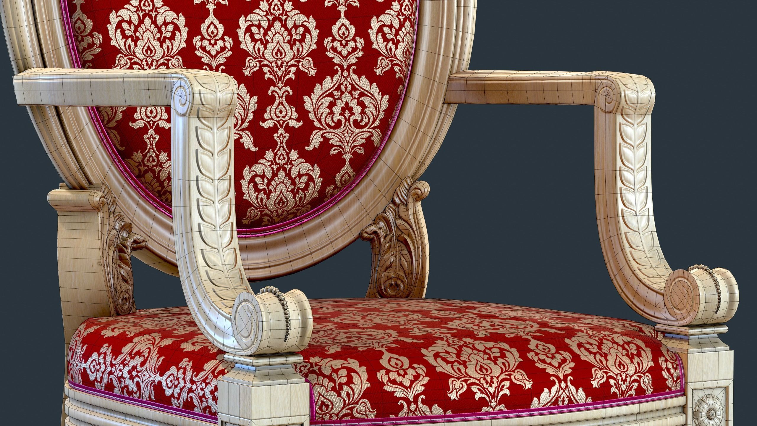 Classic Chair Low-poly 3D model_11