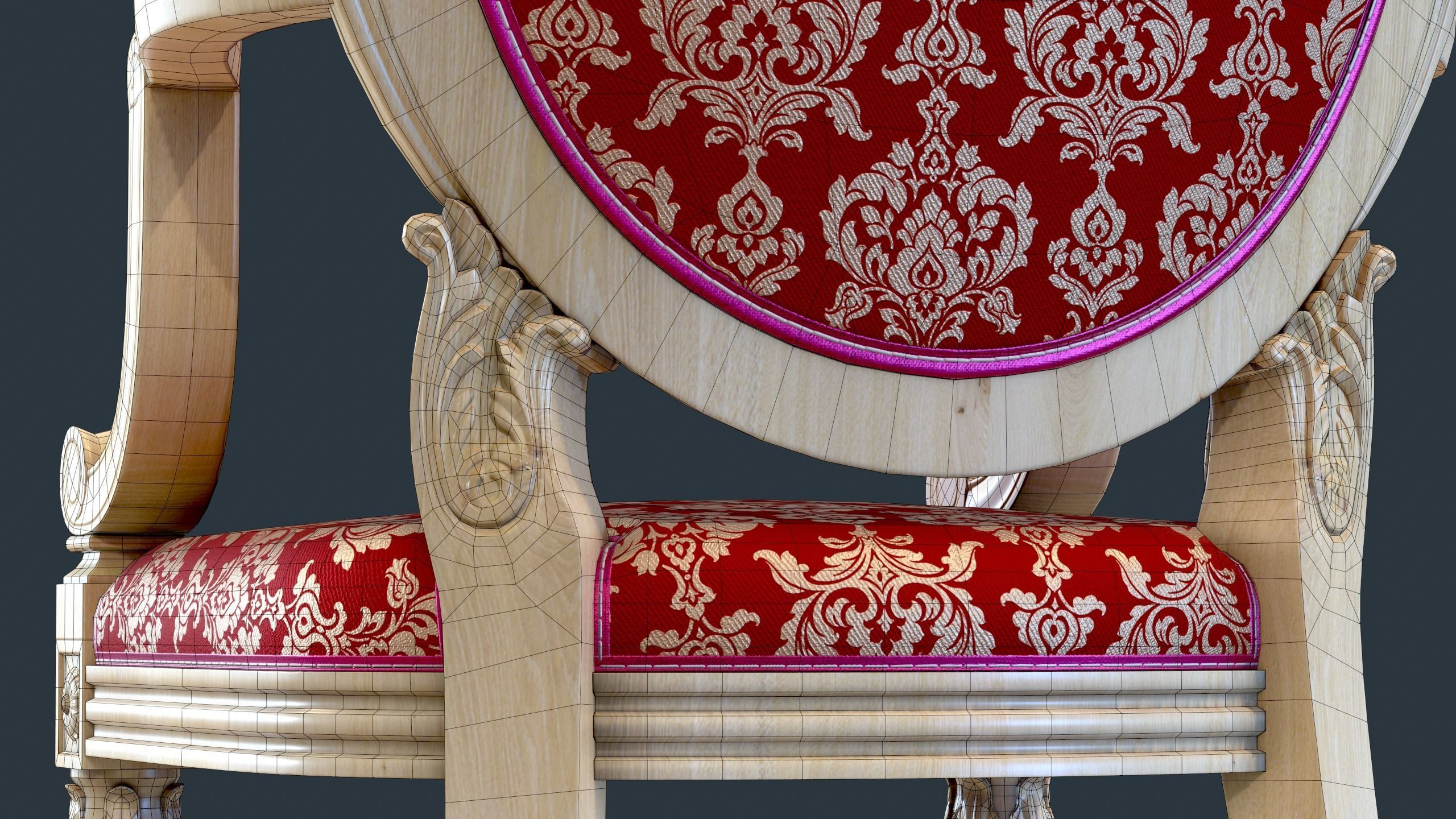 Classic Chair Low-poly 3D model_12