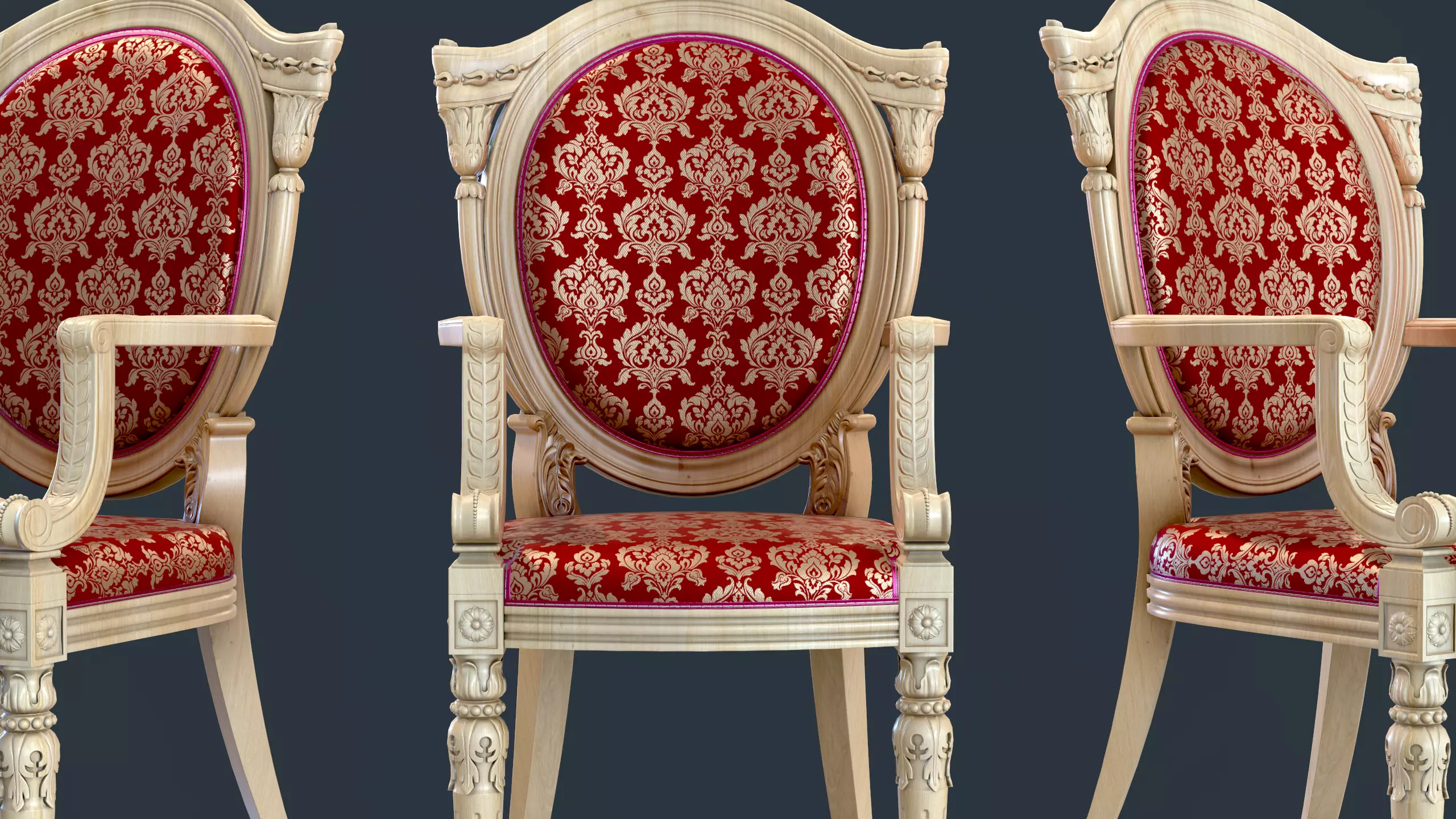 Classic Chair Low-poly 3D model_0