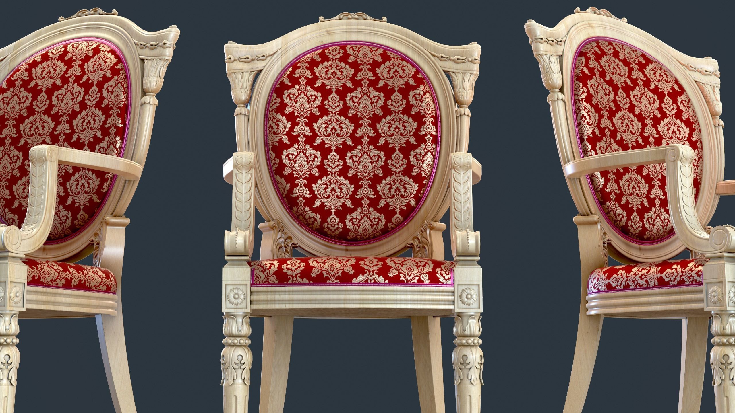 Classic Chair Low-poly 3D model_4