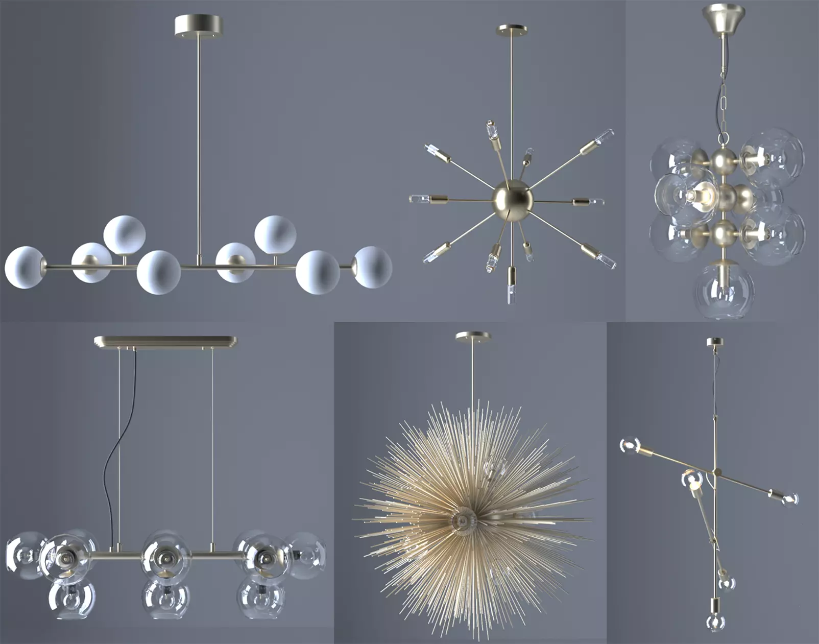 Chandleir 6 pieces Free 3D model