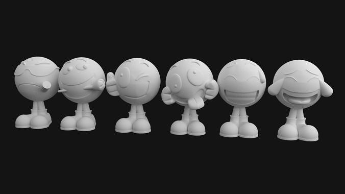 Pack with 6 emojis and 3 wall dolls stl for 3d printing 3D print model