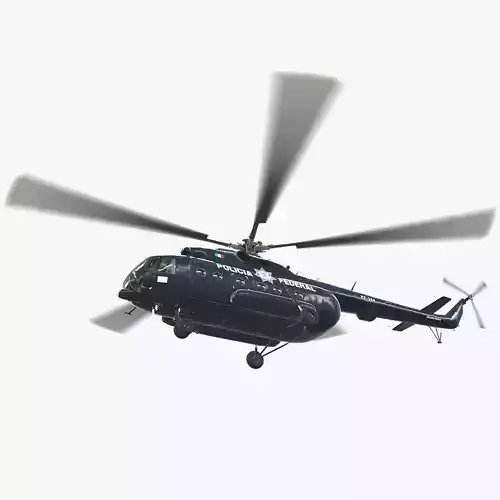 Mi-17 Mexican Police Animated Low-poly 3D model