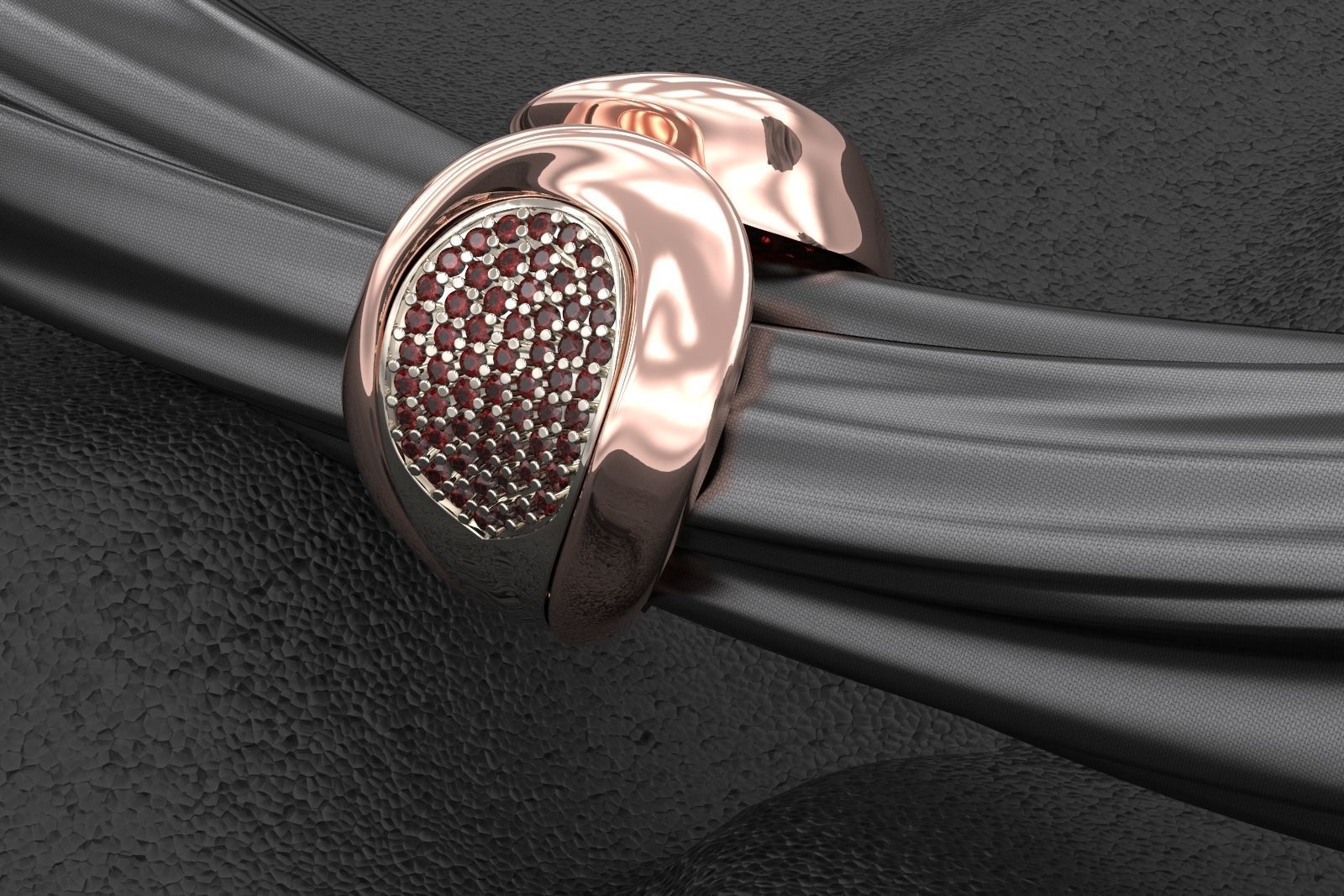 WOMAN RING WITH GEMS 3D print model_4