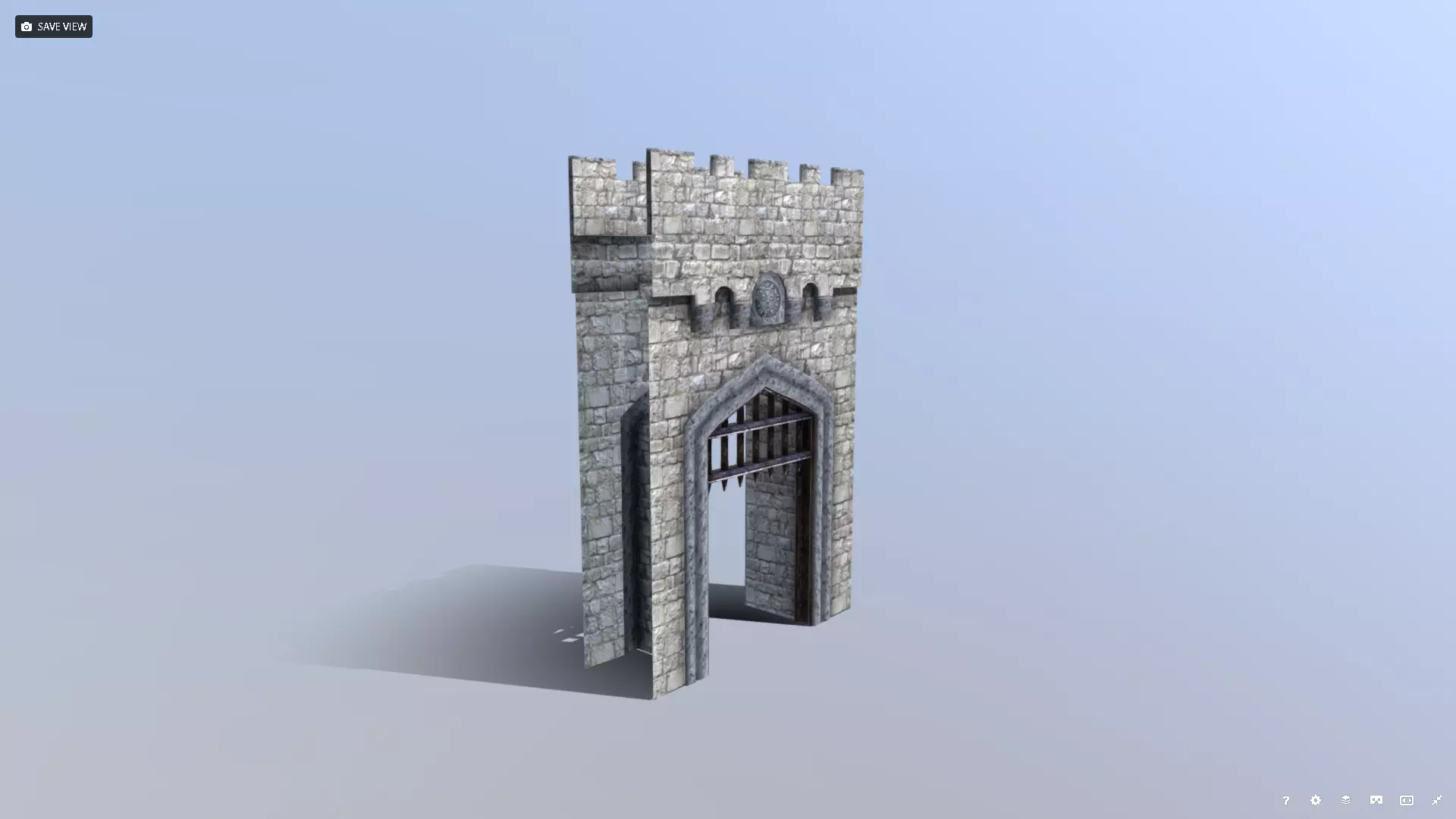 Medieval French Castle Gatehouse Low-poly 3D model_0