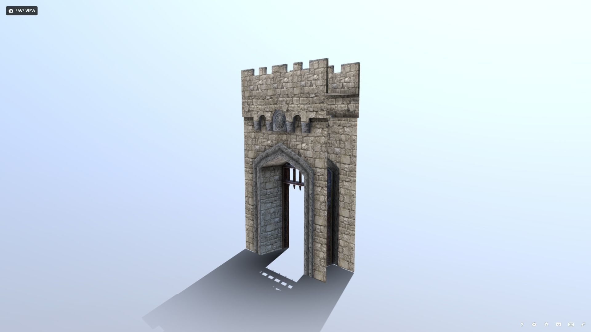 Medieval French Castle Gatehouse Low-poly 3D model_3