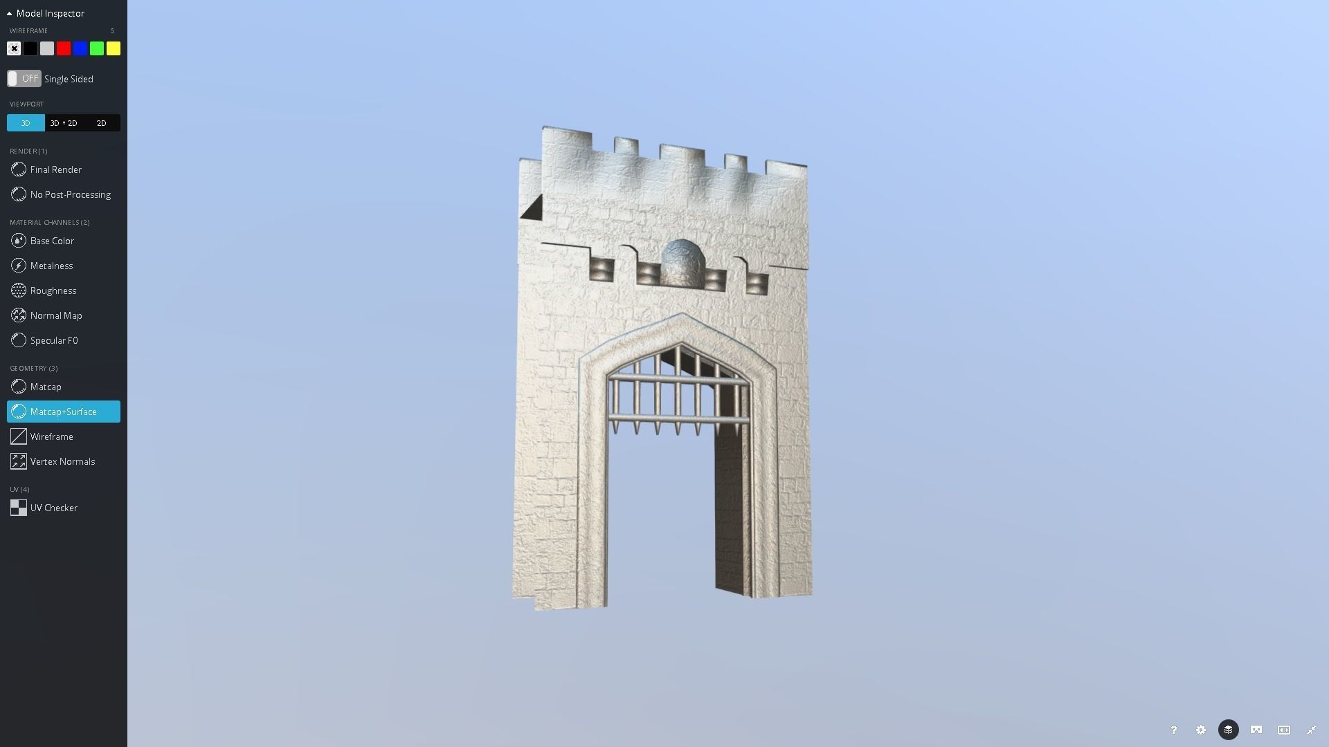 Medieval French Castle Gatehouse Low-poly 3D model_6